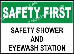 Safety First - Safety Shower And Eyewash Station Sign