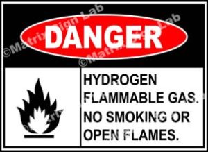 Hydrogen Flammable Gas No Smoking Or Open Flames Sign
